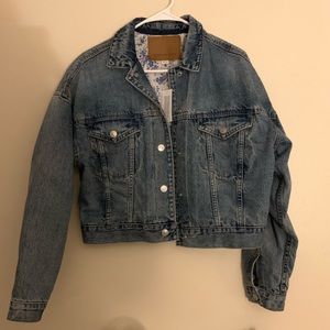 american eagle floral lined denim jacket